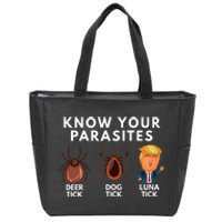 Know Your Parasites Deer Tick Dog Tick Luna Tick Anti Trump Zip Tote Bag