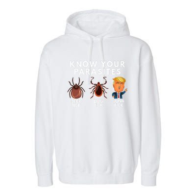 Know Your Parasites Deer Tick Dog Tick Luna Tick Anti Trump Garment-Dyed Fleece Hoodie