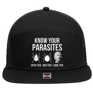 Know Your Parasites Anti Joe Biden Sucks 7 Panel Mesh Trucker Snapback Hat