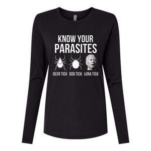 Know Your Parasites Anti Joe Biden Sucks Womens Cotton Relaxed Long Sleeve T-Shirt