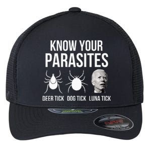 Know Your Parasites Anti Joe Biden Sucks Flexfit Unipanel Trucker Cap