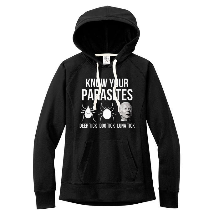 Know Your Parasites Anti Joe Biden Sucks Women's Fleece Hoodie