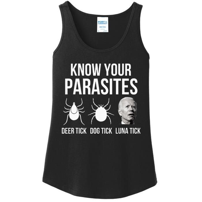 Know Your Parasites Anti Joe Biden Sucks Ladies Essential Tank