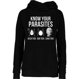 Know Your Parasites Anti Joe Biden Sucks Womens Funnel Neck Pullover Hood