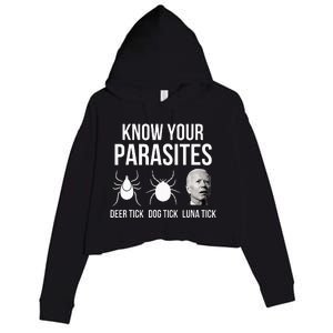 Know Your Parasites Anti Joe Biden Sucks Crop Fleece Hoodie