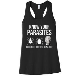 Know Your Parasites Anti Joe Biden Sucks Women's Racerback Tank