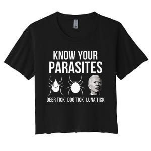 Know Your Parasites Anti Joe Biden Sucks Women's Crop Top Tee