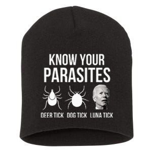 Know Your Parasites Anti Joe Biden Sucks Short Acrylic Beanie