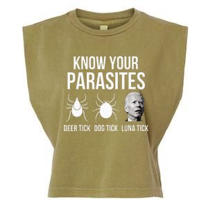 Know Your Parasites Anti Joe Biden Sucks Garment-Dyed Women's Muscle Tee