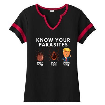 Know Your Parasites Deer Tick Dog Tick Luna Tick Anti Trump Ladies Halftime Notch Neck Tee