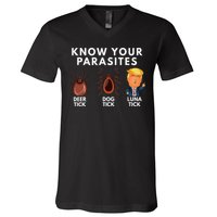 Know Your Parasites Deer Tick Dog Tick Luna Tick Anti Trump V-Neck T-Shirt