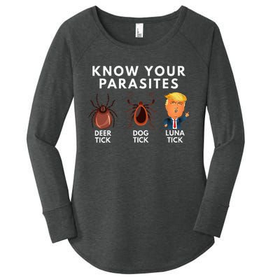 Know Your Parasites Deer Tick Dog Tick Luna Tick Anti Trump Women's Perfect Tri Tunic Long Sleeve Shirt