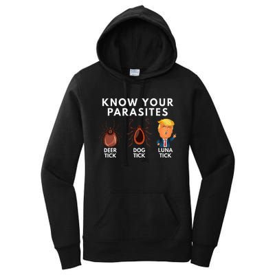 Know Your Parasites Deer Tick Dog Tick Luna Tick Anti Trump Women's Pullover Hoodie