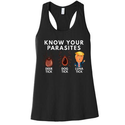 Know Your Parasites Deer Tick Dog Tick Luna Tick Anti Trump Women's Racerback Tank