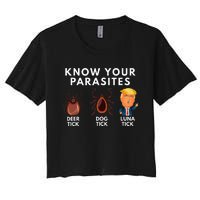 Know Your Parasites Deer Tick Dog Tick Luna Tick Anti Trump Women's Crop Top Tee