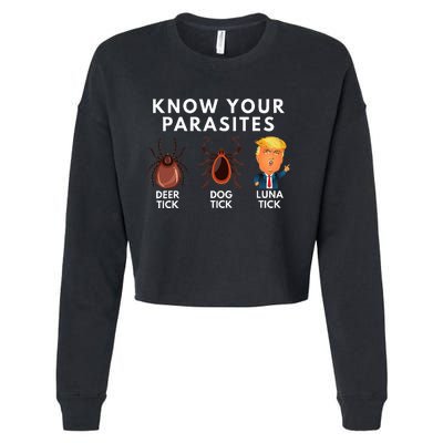 Know Your Parasites Deer Tick Dog Tick Luna Tick Anti Trump Cropped Pullover Crew