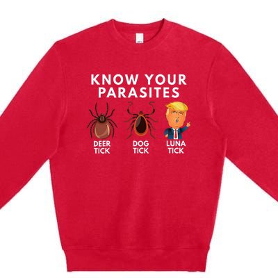 Know Your Parasites Deer Tick Dog Tick Luna Tick Anti Trump Premium Crewneck Sweatshirt