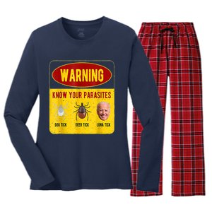 Know Your Parasites Joe Biden Women's Long Sleeve Flannel Pajama Set 