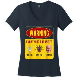 Know Your Parasites Joe Biden Women's V-Neck T-Shirt