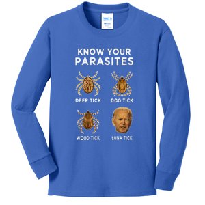 Know Your Parasites Funny Anti Joe Biden Kids Long Sleeve Shirt