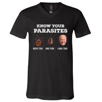 Know Your Parasites Joe Biden V-Neck T-Shirt