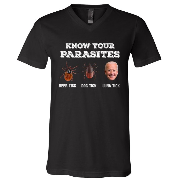 Know Your Parasites Joe Biden V-Neck T-Shirt