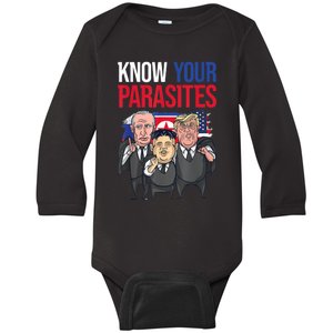 Know Your Parasites Shirt Trump Kim Jong Un Putin Funny Baby Long Sleeve Bodysuit