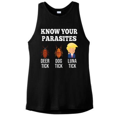 Know Your Parasites Antitrump Funny Luna Tick Resist Ladies PosiCharge Tri-Blend Wicking Tank