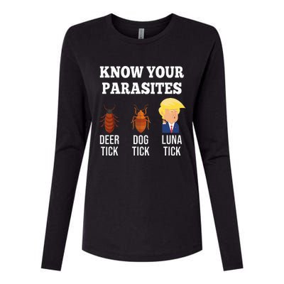 Know Your Parasites Antitrump Funny Luna Tick Resist Womens Cotton Relaxed Long Sleeve T-Shirt