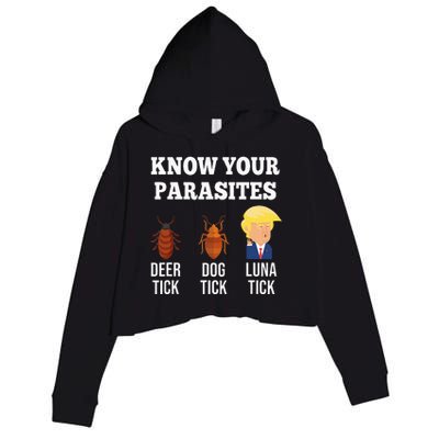 Know Your Parasites Antitrump Funny Luna Tick Resist Crop Fleece Hoodie