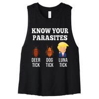 Know Your Parasites Antitrump Funny Luna Tick Resist Women's Racerback Cropped Tank