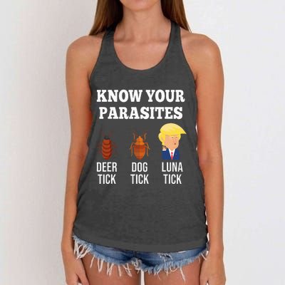 Know Your Parasites Antitrump Funny Luna Tick Resist Women's Knotted Racerback Tank