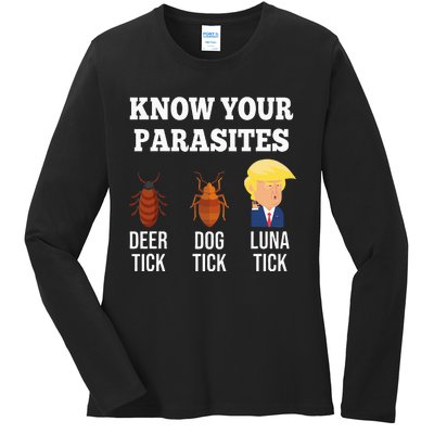 Know Your Parasites Antitrump Funny Luna Tick Resist Ladies Long Sleeve Shirt