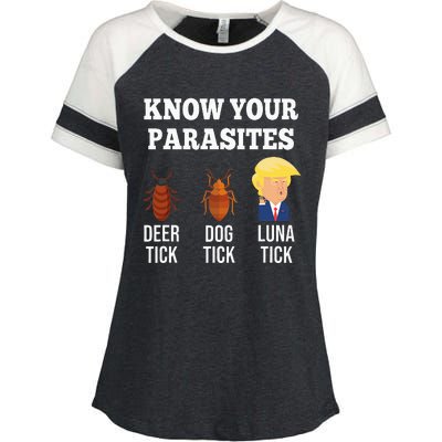 Know Your Parasites Antitrump Funny Luna Tick Resist Enza Ladies Jersey Colorblock Tee