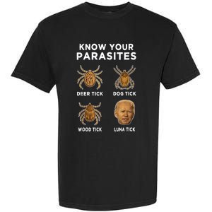 Know Your Parasites Anti Joe Biden Funny (Front) Garment-Dyed Heavyweight T-Shirt