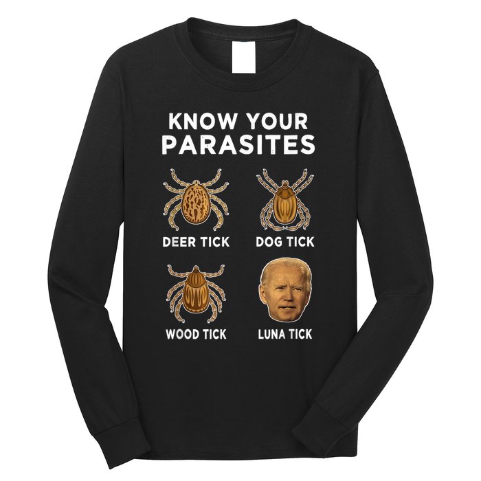 Know Your Parasites Anti Joe Biden Funny (Front) Long Sleeve Shirt