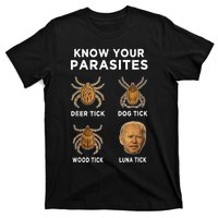 Know Your Parasites Anti Joe Biden Funny (Front) T-Shirt