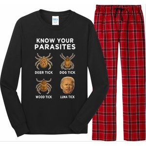 Know Your Parasites Anti Joe Biden Funny (Front) Long Sleeve Pajama Set