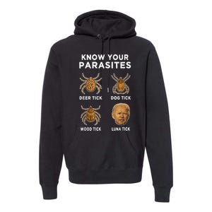 Know Your Parasites Anti Joe Biden Funny (Front) Premium Hoodie