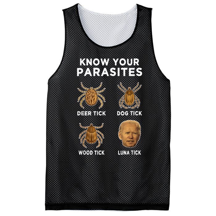 Know Your Parasites Anti Joe Biden Funny (Front) Mesh Reversible Basketball Jersey Tank