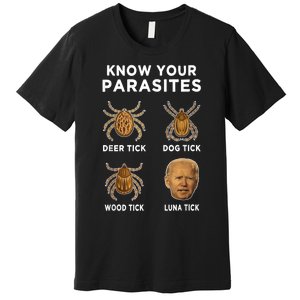 Know Your Parasites Anti Joe Biden Funny (Front) Premium T-Shirt