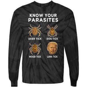 Know Your Parasites Anti Joe Biden Funny (Front) Tie-Dye Long Sleeve Shirt