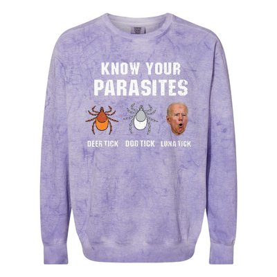 Know Your Parasites Anti Joe Biden Colorblast Crewneck Sweatshirt