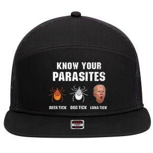 Know Your Parasites Anti Joe Biden 7 Panel Mesh Trucker Snapback Hat