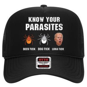 Know Your Parasites Anti Joe Biden High Crown Mesh Back Trucker Hat