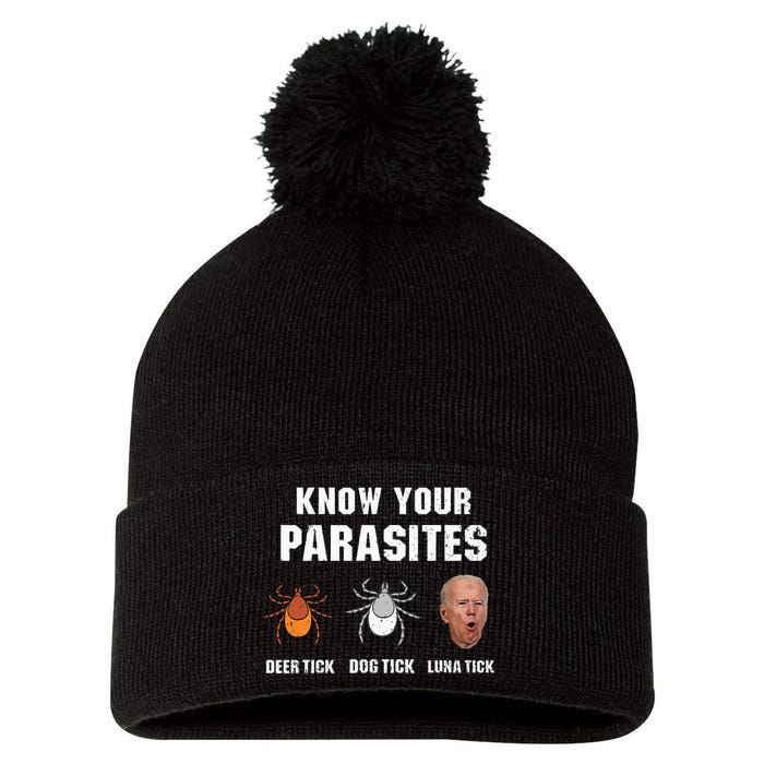 Know Your Parasites Anti Joe Biden Pom Pom 12in Knit Beanie