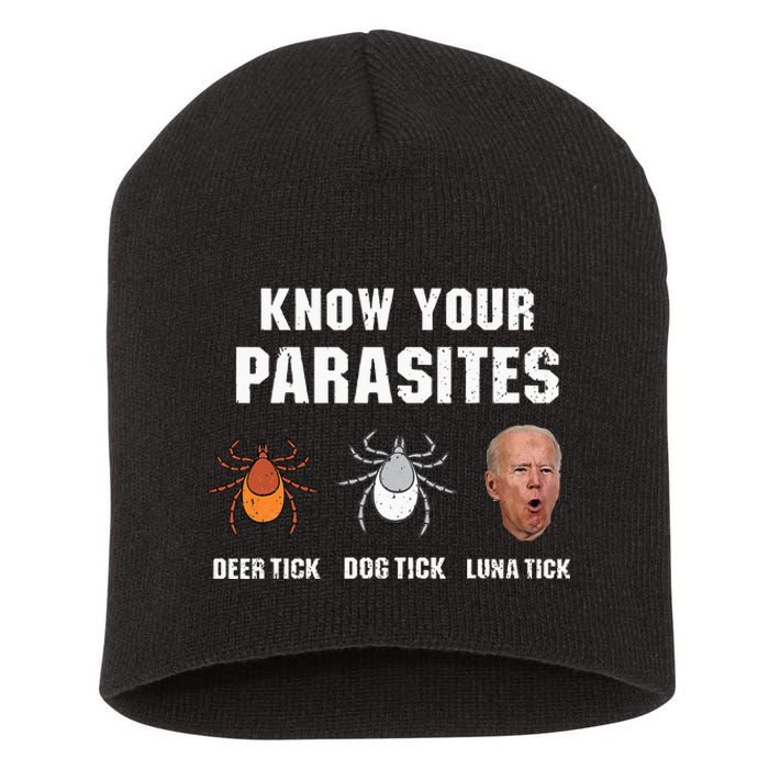 Know Your Parasites Anti Joe Biden Short Acrylic Beanie