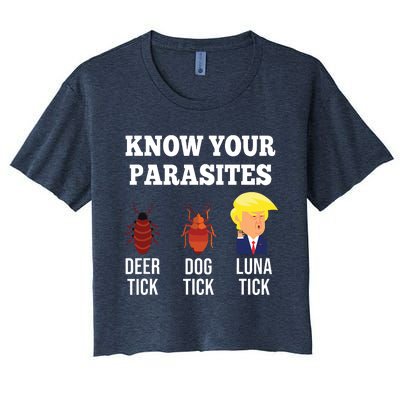 Know Your Parasites Antitrump Funny Luna Tick Resist Women's Crop Top Tee