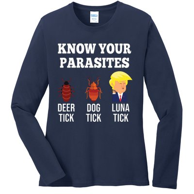 Know Your Parasites Antitrump Funny Luna Tick Resist Ladies Long Sleeve Shirt