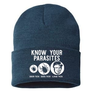 Know Your Parasites Antitrump Resist Funny Gift Sustainable Knit Beanie